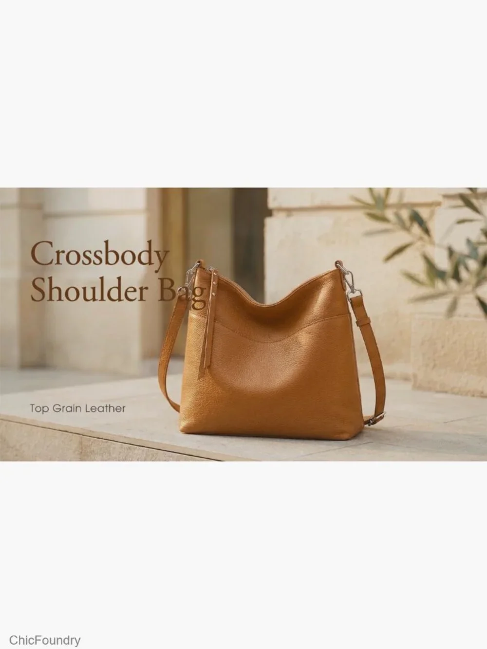 Medium Leather Tote Crossbody Hobo Bag with 2 Removable Straps
